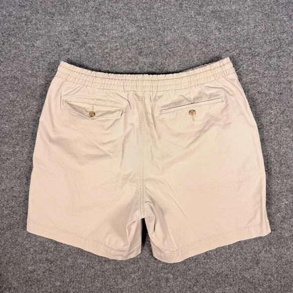 Polo Ralph Lauren Mens Large Tan Khaki Elastic Waist Pull On Twill Shorts - Picture 7 of 8